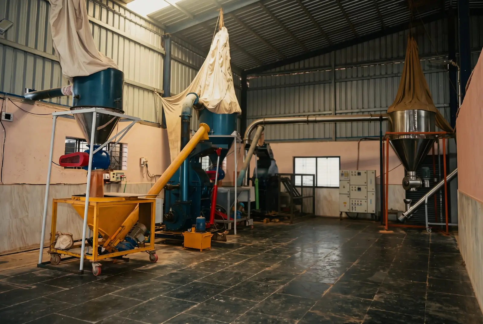 Dedicated turmeric processing compartment Modern turmeric processing machinery compartment at MKB Enterprises