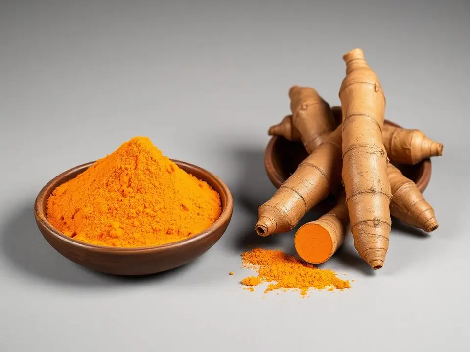 Golden turmeric powder and whole turmeric fingers